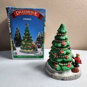 Noma Dickensville Vintage 1997 Porcelain Lighted Tree Christmas Village